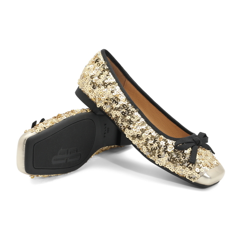 百丽时尚亮片平跟单鞋女24春新舒适方头蝴蝶结单鞋B1818AQ4