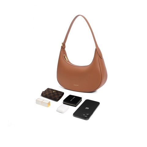 百丽包包女托斯卡纳系列头层牛皮质感高级简约腋下新月包X9331AX4