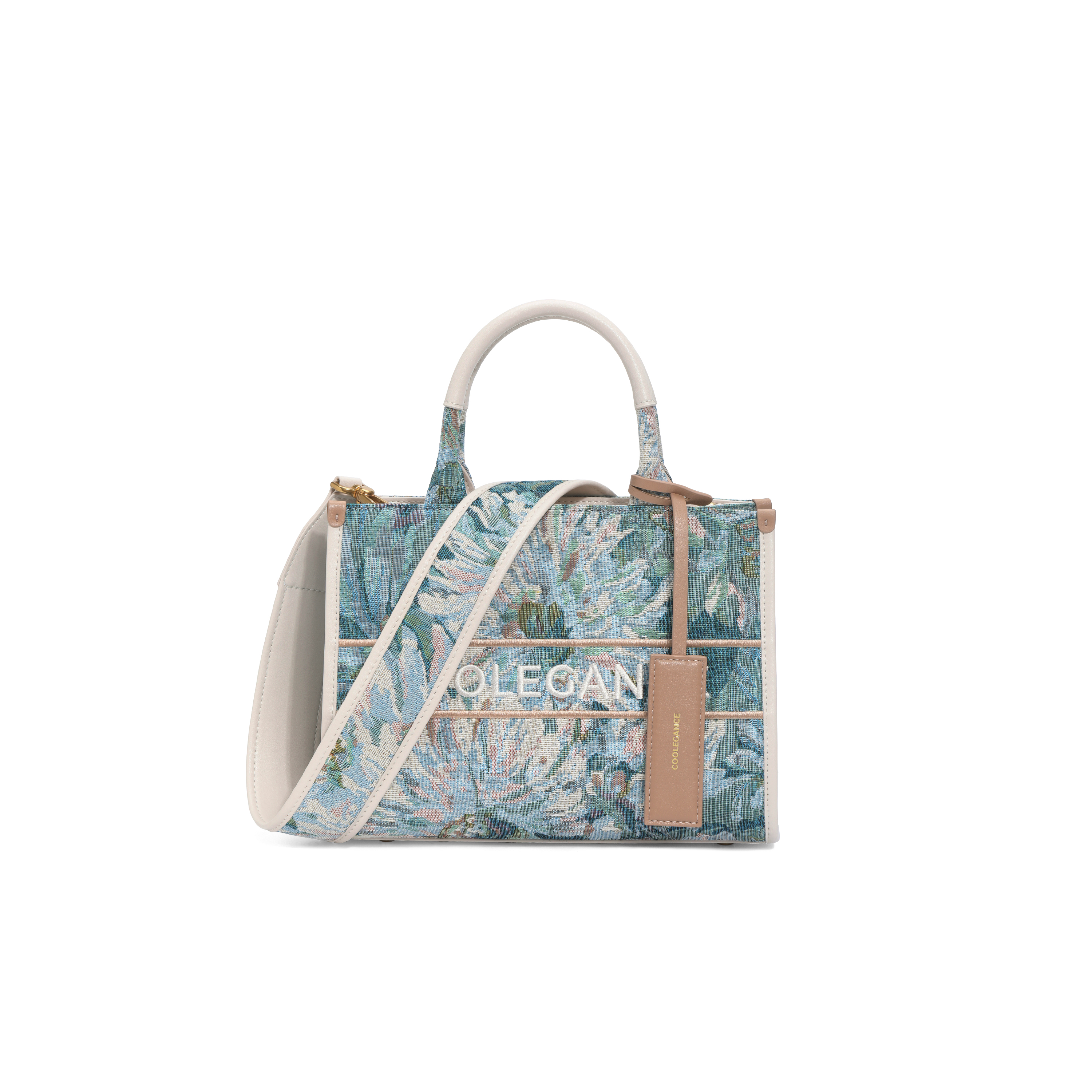 百丽包包2024夏新款复古重工刺绣单肩斜挎手提小号托特包X9324BX4