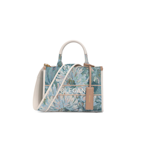 百丽包包2024夏新款复古重工刺绣单肩斜挎手提小号托特包X9324BX4