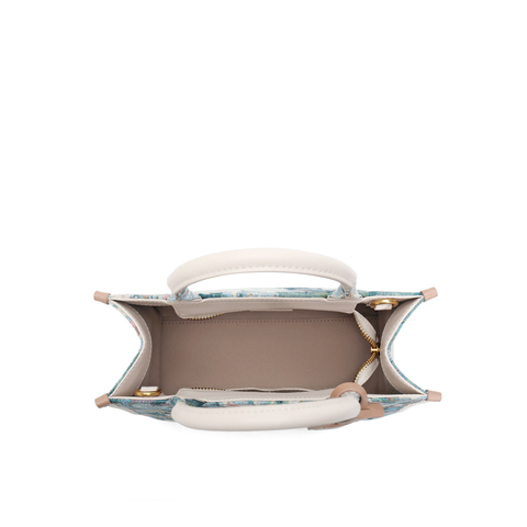 百丽包包2024夏新款复古重工刺绣单肩斜挎手提小号托特包X9324BX4