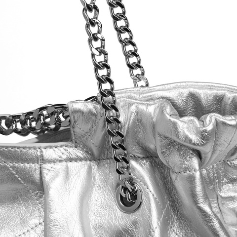 百丽包包女2024夏季新款牛皮褶皱油蜡大号垃圾袋托特包X6912BX4