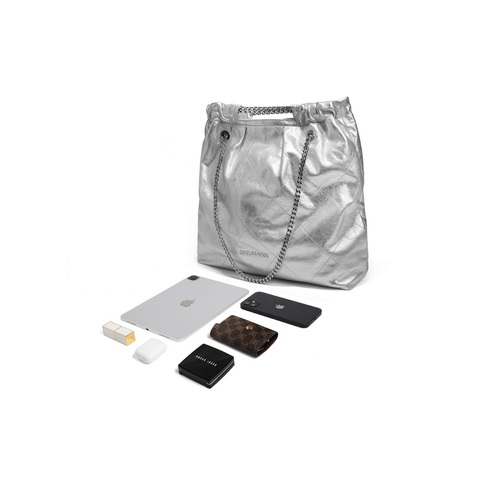 百丽包包女2024夏季新款牛皮褶皱油蜡大号垃圾袋托特包X6912BX4