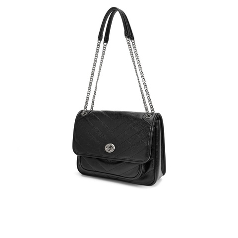 百丽包包女2024春新款时尚通勤褶皱油蜡皮简约休闲小方包X6881AX4