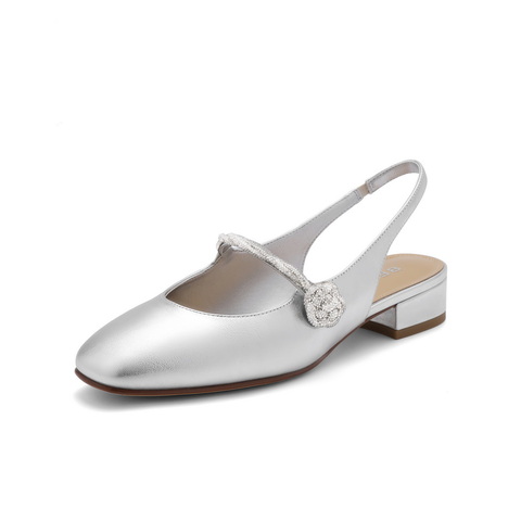 百丽时尚包头凉鞋女24夏新真皮满钻一字带后空凉鞋BR439BH4