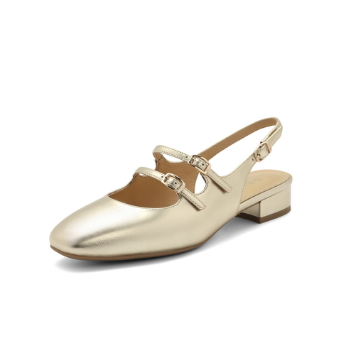 百丽时尚双扣带包头凉鞋女24夏新商场同款真皮平跟凉鞋BR4B1BH4