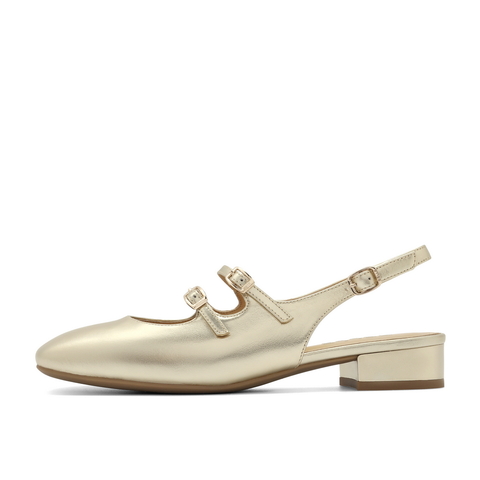 百丽时尚双扣带包头凉鞋女24夏新商场同款真皮平跟凉鞋BR4B1BH4