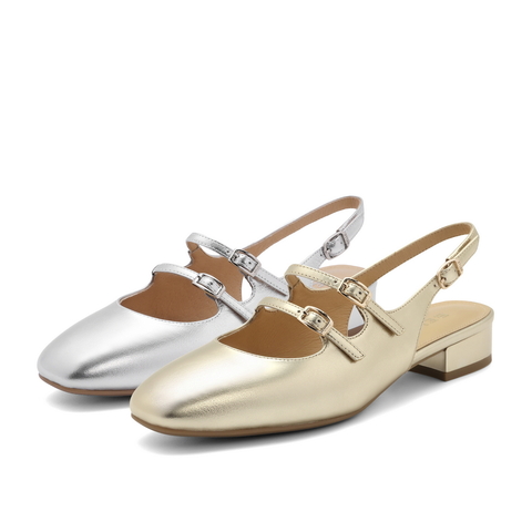 百丽时尚双扣带包头凉鞋女24夏新商场同款真皮平跟凉鞋BR4B1BH4