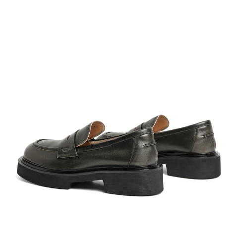 百丽学院风个性乐福鞋女24春新商场同款真皮做旧单鞋3KKB3AA4