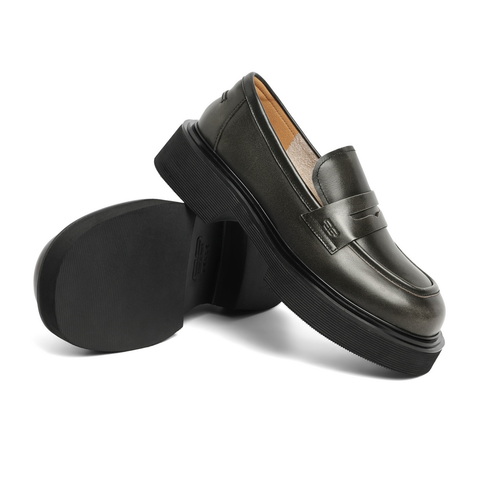 百丽学院风个性乐福鞋女24春新商场同款真皮做旧单鞋3KKB3AA4