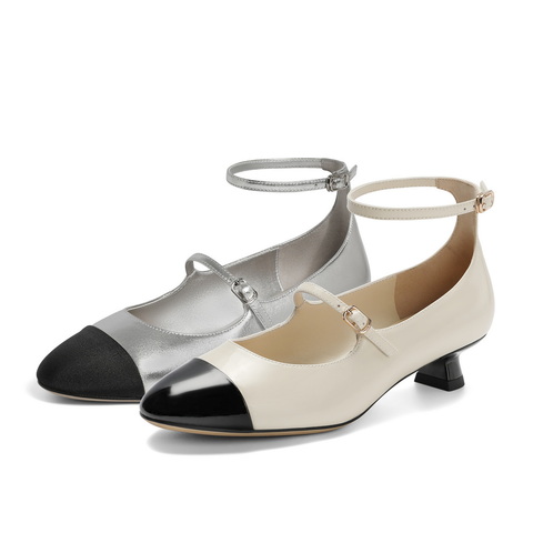 百丽小香风玛丽珍鞋女24春新商场同款猫跟一字扣带单鞋3CA11AQ4