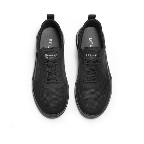 百丽网面透气休闲鞋男款2024夏新轻便厚底户外跑步运动鞋A1446BM4