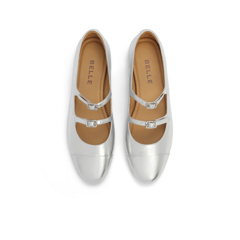 百丽双条带玛丽珍鞋女24春新真皮简约秀气平跟单鞋B1837AQ4