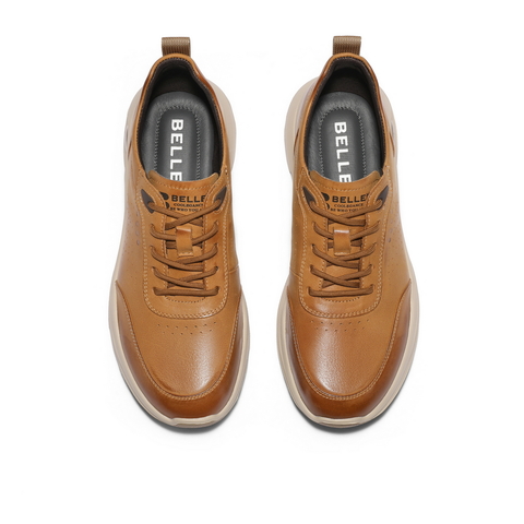 百丽轻便厚底休闲鞋男2024夏新商场同款牛皮革商务运动鞋8GZ01BM4