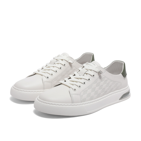 百丽时尚撞色小白鞋男款2024夏新商场同款牛皮革休闲板鞋8GK01BM4