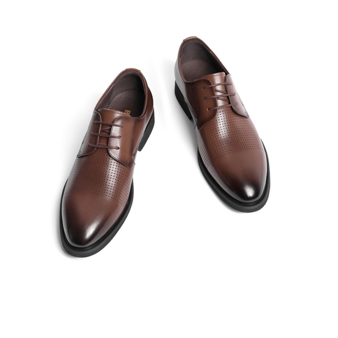 百丽擦色正装皮鞋男2023春新牛皮革商务德比鞋A1095AM3