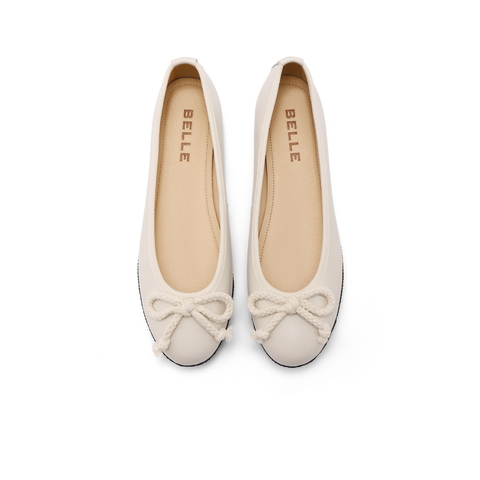 百丽芭蕾风玛丽珍鞋女24夏新款蝴蝶结浅口平底单鞋B1978CQ4