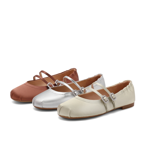 百丽一字细带玛丽珍鞋女24夏新款商场同款芭蕾风单鞋3H9A8CQ4