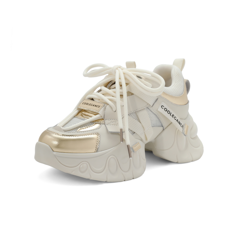 百丽复古撞色休闲鞋女2024夏新厚底增高户外运动风老爹鞋B1859BM4