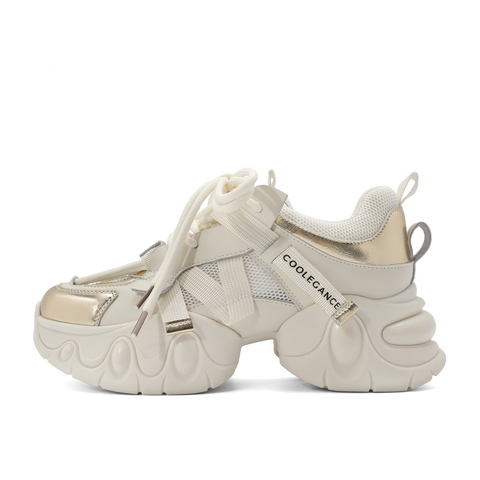 百丽复古撞色休闲鞋女2024夏新厚底增高户外运动风老爹鞋B1859BM4