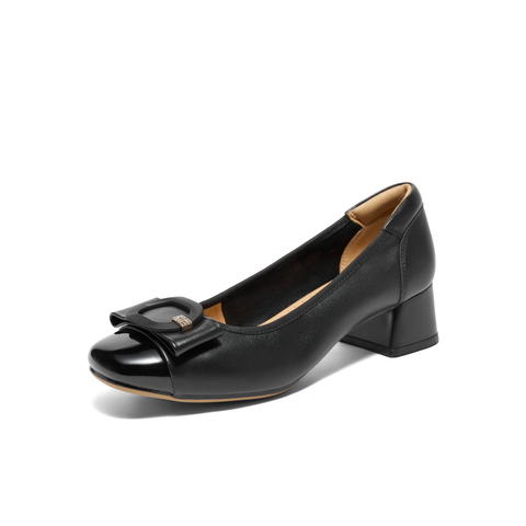 百丽简约高跟单鞋2024秋商场同款真皮粗跟通勤单鞋B5M1DCQ4