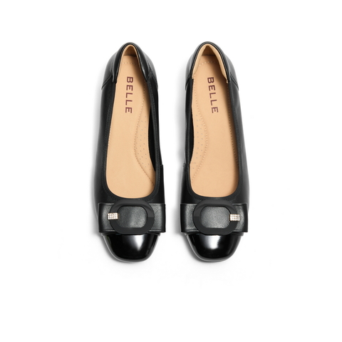 百丽简约高跟单鞋2024秋商场同款真皮粗跟通勤单鞋B5M1DCQ4