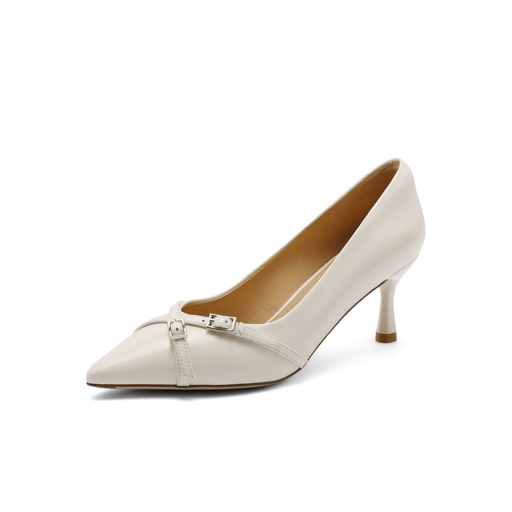 百丽时尚尖头细高跟单鞋2024秋商场同款真皮交叉细带单鞋B5B1DCQ4