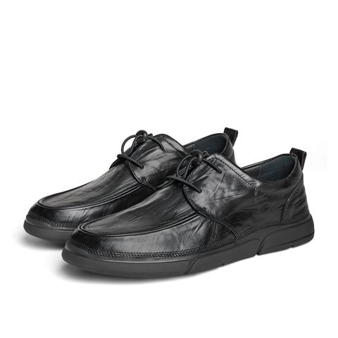 百丽质感商务鞋男鞋2024秋新商场同款牛皮革抓纹休闲皮鞋8KP01CM4