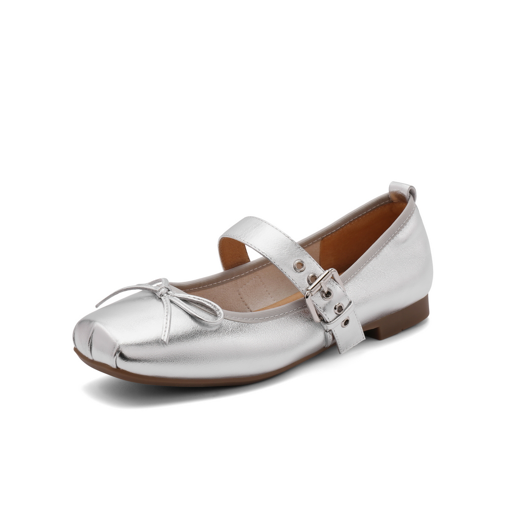 百丽时尚芭蕾风玛丽珍鞋女2024秋新商场同款柔软真皮单鞋B4Y1DCQ4