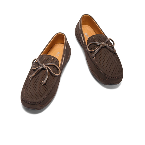 百丽一脚蹬豆豆鞋男鞋2024夏新羊皮革网孔透气舒适休闲鞋A1651BM4