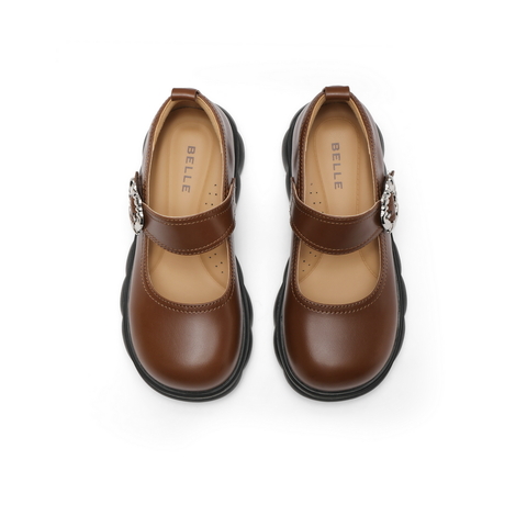 百丽浅口玛丽珍童鞋女2024秋季新款商场同款英伦风小皮鞋A5305C84