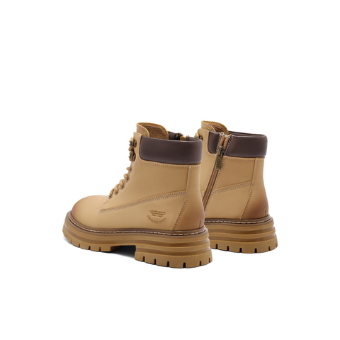 百丽复古厚底工装靴女2024冬新商场同款户外休闲大黄短靴B9R1DDD4