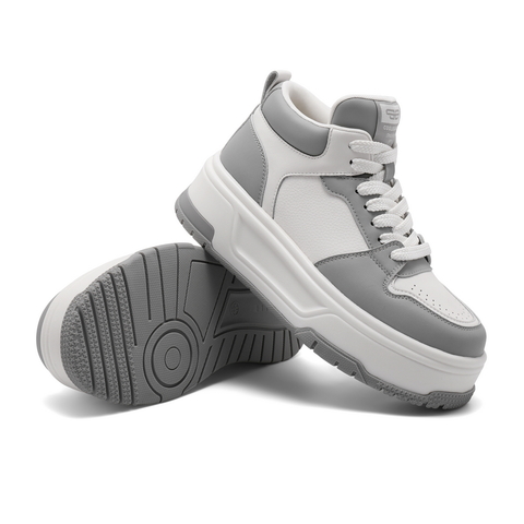 百丽时尚撞色板鞋女2024秋新厚底高帮休闲鞋B2092CM4