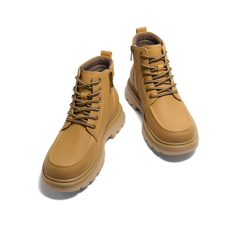 百丽户外登山工装靴男靴2024冬新厚底休闲短靴大黄靴D3W40DD4