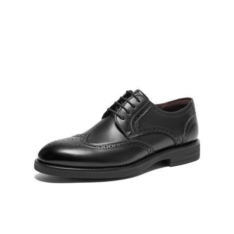 百丽布洛克雕花商务皮鞋男2024冬新商场同款牛皮革正装鞋8MM01DM4