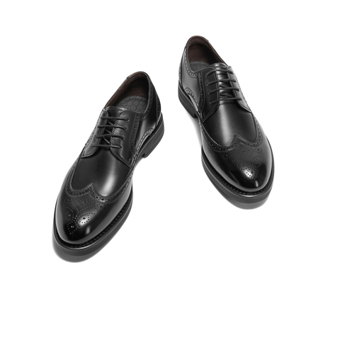 百丽布洛克雕花商务皮鞋男2024冬新商场同款牛皮革正装鞋8MM01DM4