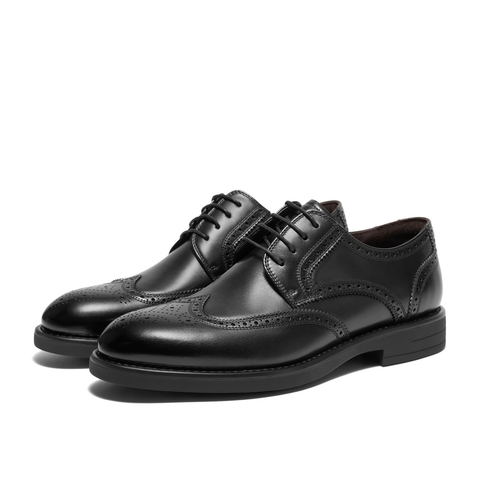 百丽布洛克雕花商务皮鞋男2024冬新商场同款牛皮革正装鞋8MM01DM4