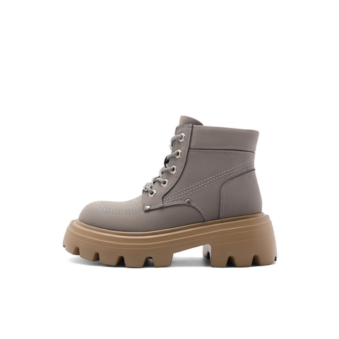 百丽厚底增高工装靴女2024冬新商场同款户外徒步短靴B5A1DDD4