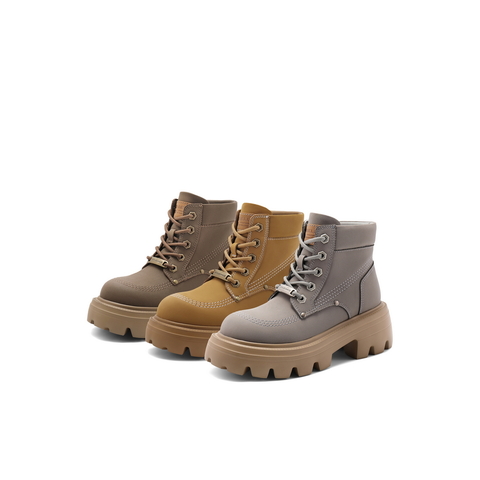 百丽厚底增高工装靴女2024冬新商场同款户外徒步短靴B5A1DDD4