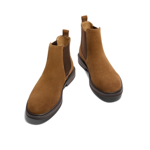 百丽户外潮搭休闲靴男靴2024冬新英伦风短靴切尔西靴加绒A1691DD4