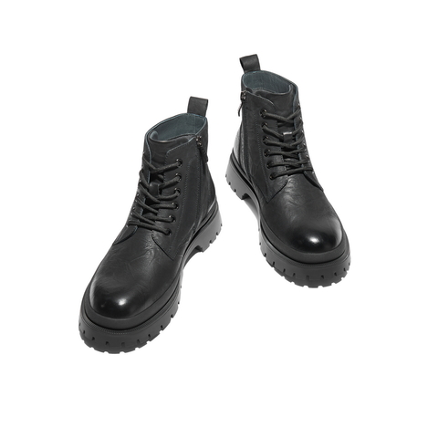 百丽潮搭休闲靴男2024冬新商场同款牛皮革户外马丁靴8NB01DD4