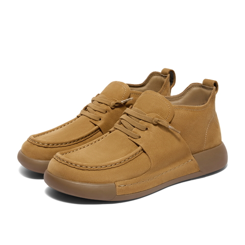 百丽厚底休闲鞋男2024冬商场同款牛皮户外高帮工装鞋加绒8NH01DM4