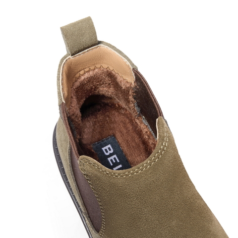 百丽户外潮搭休闲靴男靴2024冬新英伦风短靴切尔西靴加绒A1691DD4