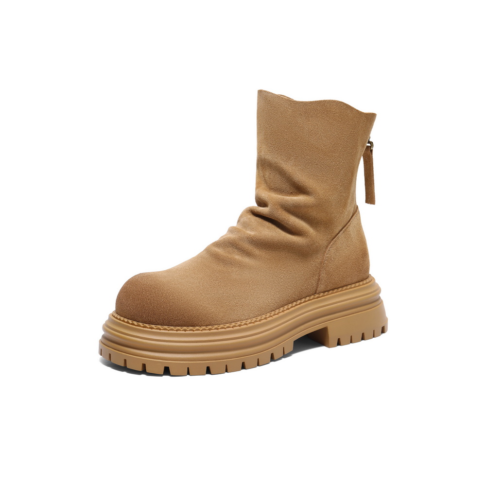 百丽时尚复古休闲靴女2024冬季新款商场同款显瘦短筒靴D1Y1DDZ4