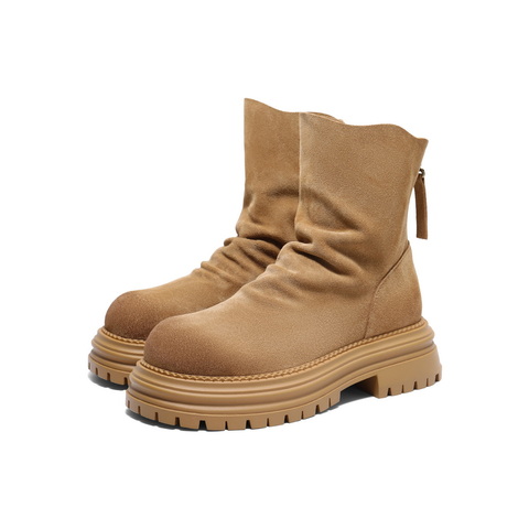 百丽时尚复古休闲靴女2024冬季新款商场同款显瘦短筒靴D1Y1DDZ4