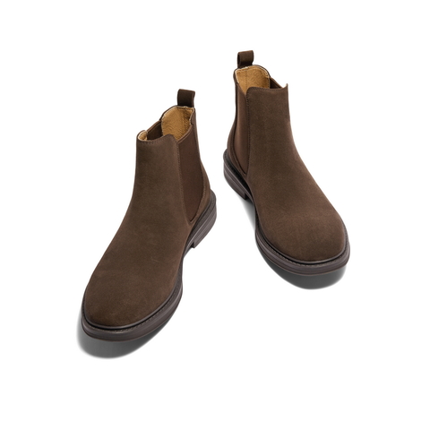 百丽户外潮搭休闲靴男靴2024冬新英伦风短靴切尔西靴加绒A1691DD4