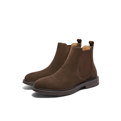 百丽户外潮搭休闲靴男靴2024冬新英伦风短靴切尔西靴加绒A1691DD4