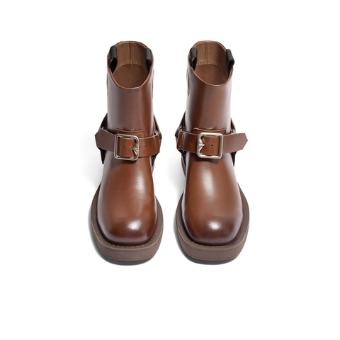 百丽时尚百搭休闲靴女2024冬新休闲短筒休闲靴B2170DZ4