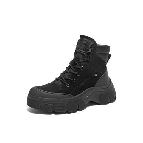 百丽增高厚底工装靴女2024冬新商场同款真皮户外徒步短靴B8S1DDD4