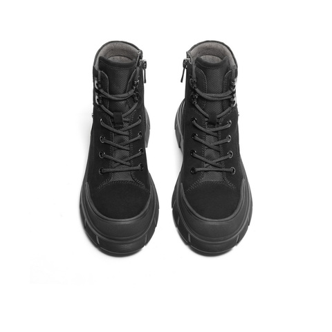 百丽增高厚底工装靴女2024冬新商场同款真皮户外徒步短靴B8S1DDD4